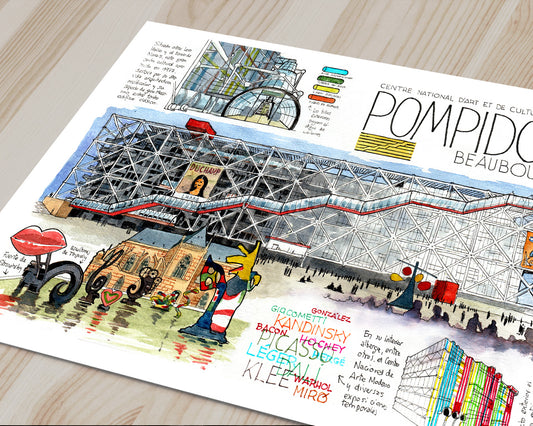 Centre Culturel Pompidou (Beaubourg) - Acuarela