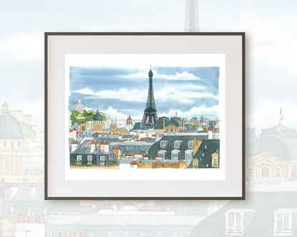 París, Panorámica Skyline - Acuarela