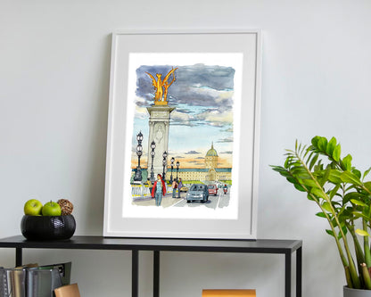 Pont Alexandre III et Les Invalides - Acuarela