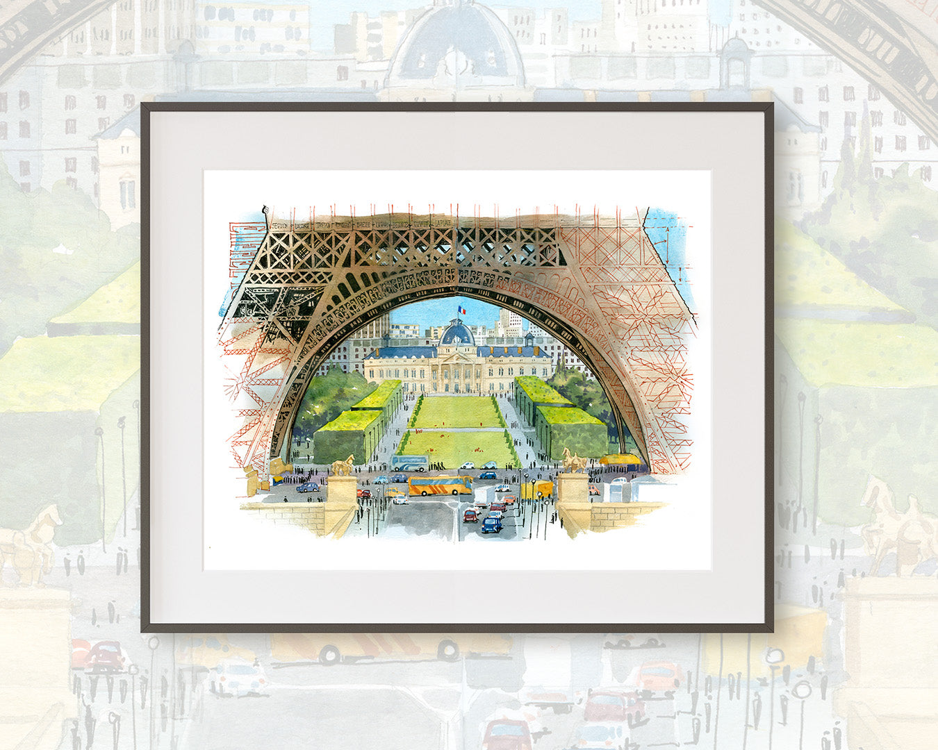 Tour Eiffel - École Militaire  - Acuarela