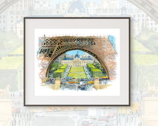 Tour Eiffel - École Militaire  - Acuarela