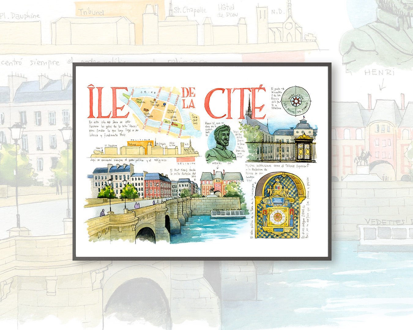 Ile de la Cité - Acuarela
