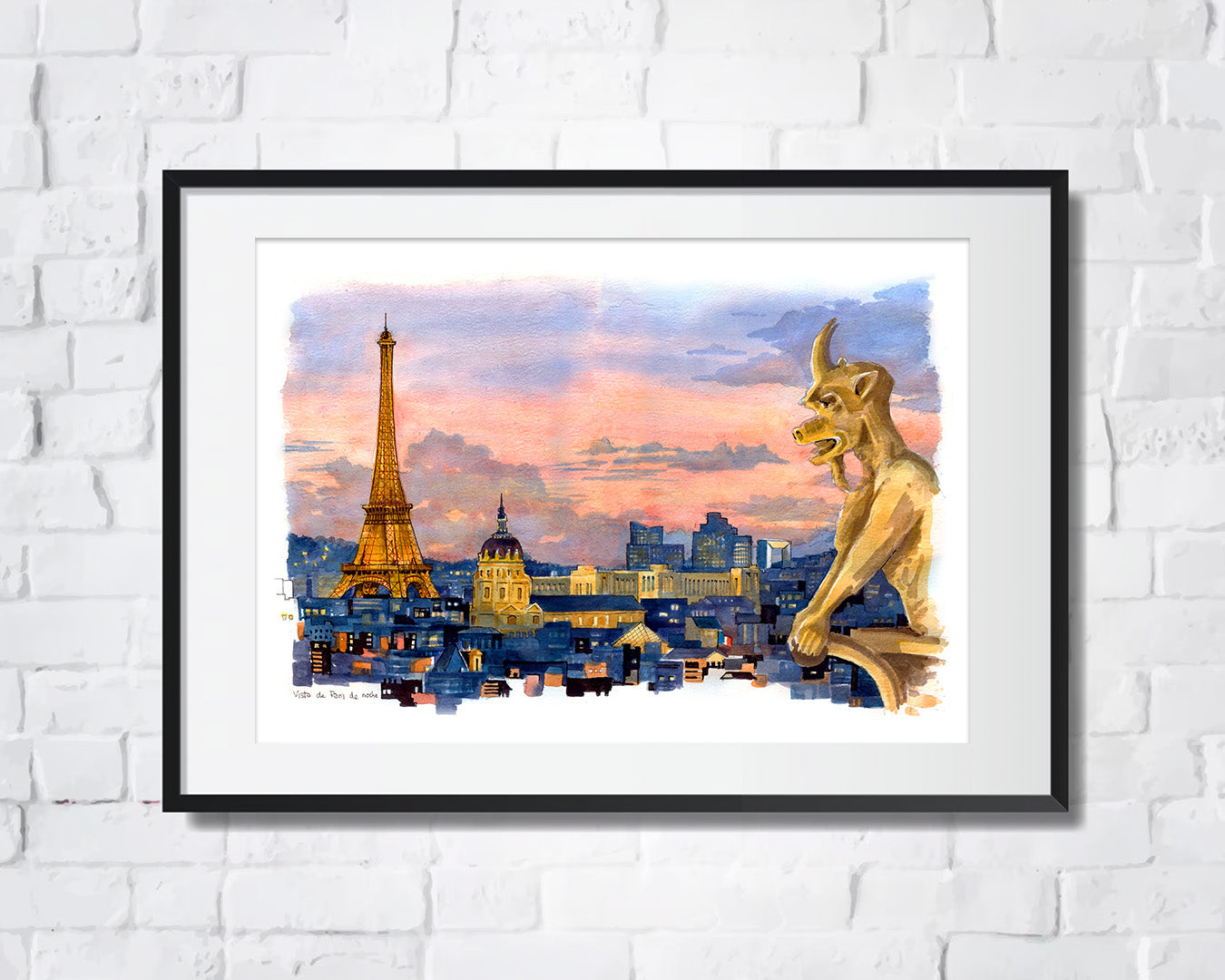 París de noche - Acuarela
