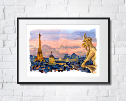 París de noche - Acuarela