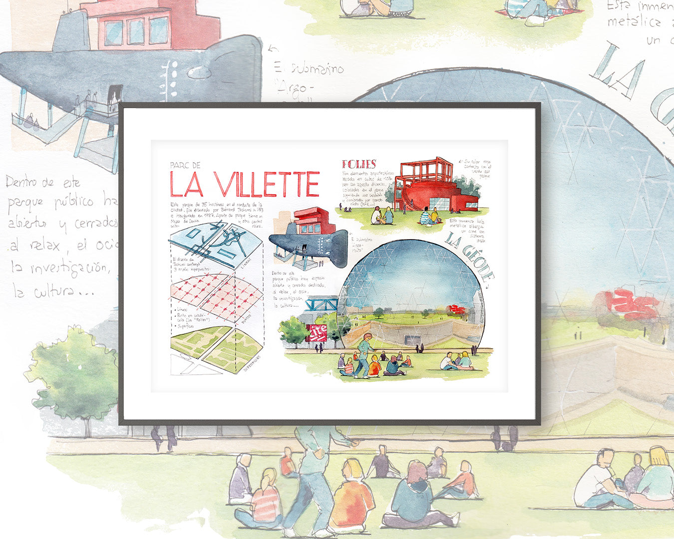 La Villette - Acuarela