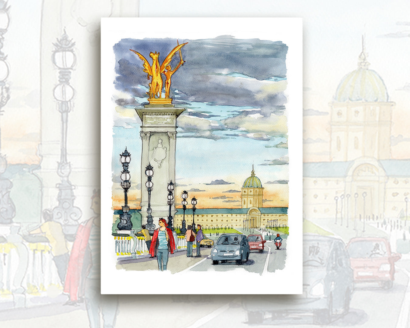 Pont Alexandre III et Les Invalides - Acuarela