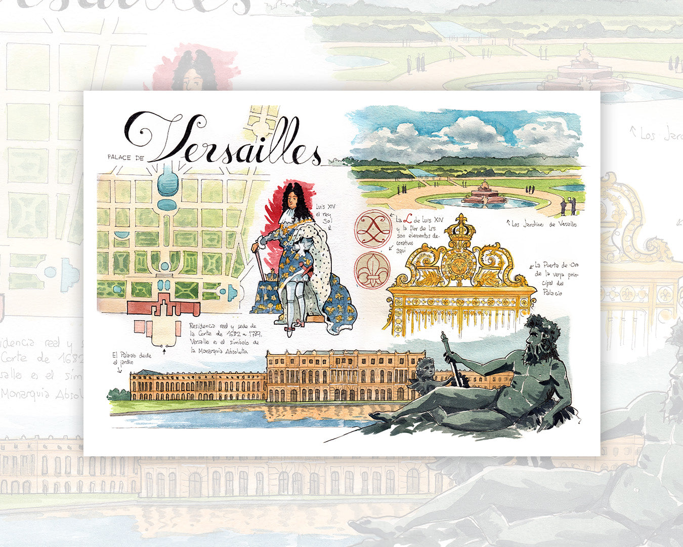 Palace de Versailles - Acuarela